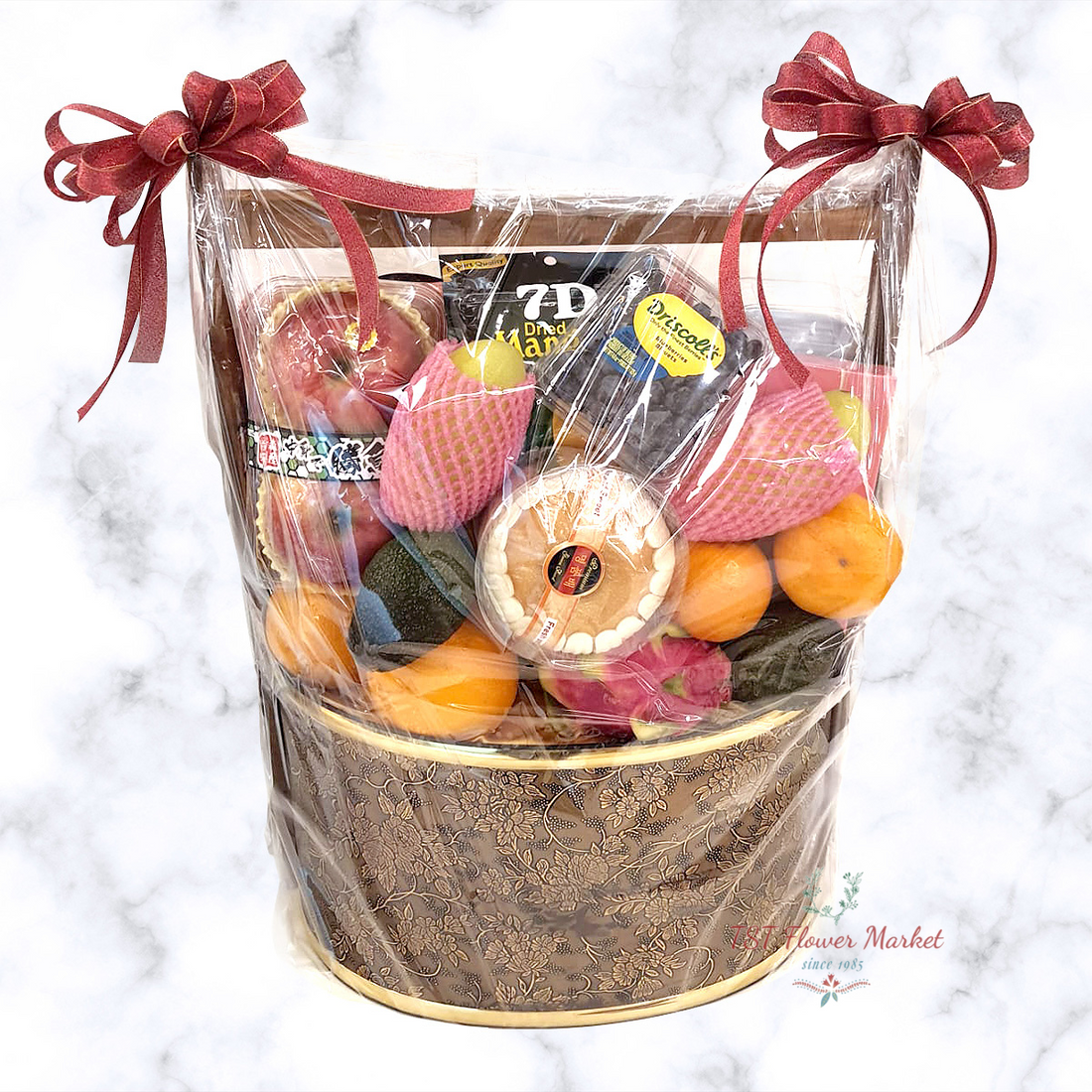 Mid Autumn Hamper 中秋節果籃A12-This hamper is packed with deluxe fruits imported overseas, from Japan, Korea, etc.-TST Flower Market