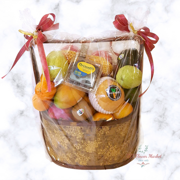 Mid Autumn Hamper 中秋節果籃A13-This hamper is packed with a series of different fruits, including apples, oranges, kiwis, avocado, etc.-TST Flower Market