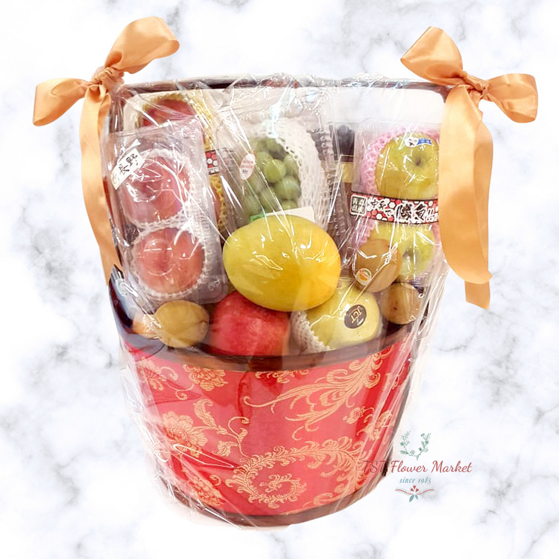 Mid Autumn Hamper 中秋節果籃A14-This hamper is packed with grapes, apples, pears, etc.-TST Flower Market