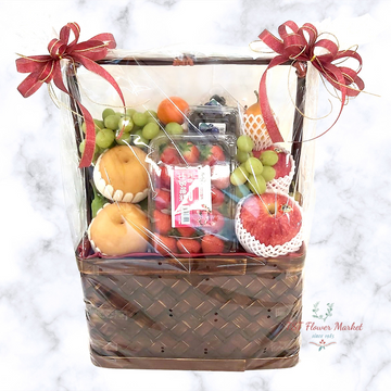 Mid Autumn Hamper 中秋節果籃A17-This hamper is packed with seasonal fruits including strawberries, grapes, pears, etc.-TST Flower Market