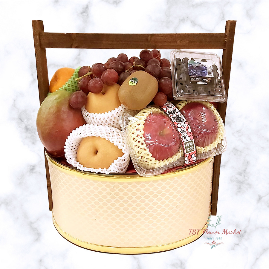 Mid Autumn Hamper 中秋節果籃A18-This hamper is packed with apples, blueberries, grapes, etc.-TST Flower Market